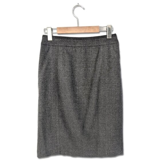 Ted Baker Wool Pencil Skirt Fitted Ruffled Back Office Classic Designer Grey - Picture 5 of 13
